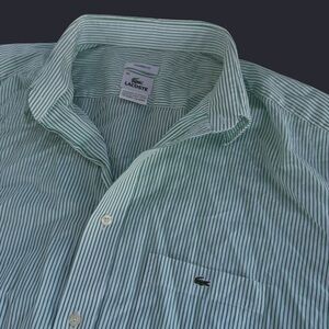 Mens Lacoste Green Striped Button Down